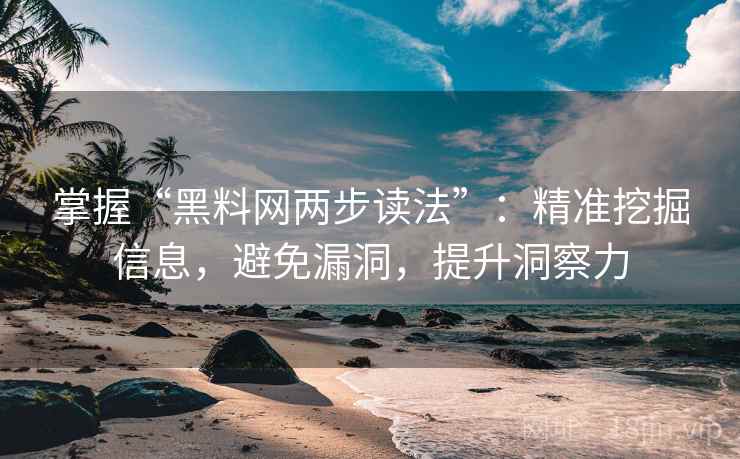 掌握“黑料网两步读法”:精准挖掘信息,避免漏洞,提升洞察力 掌握“黑料网两步读法”:精准挖掘信息,避免漏洞,提升洞察力